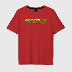Мужская футболка оверсайз Counter strike 2 green logo