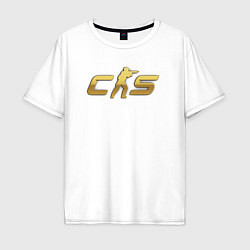 Футболка оверсайз мужская CS 2 gold logo, цвет: белый