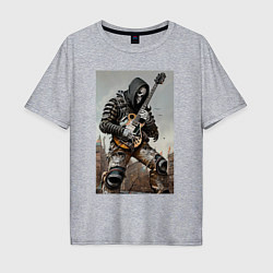Мужская футболка оверсайз Уличный рок-гитарист - скелет - нейросеть