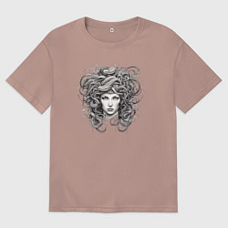 Мужская футболка оверсайз Голова медузы горгоны тату эскизы