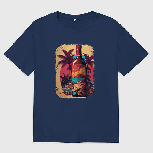 Мужская футболка оверсайз Rum time / Тёмно-синий – фото 1