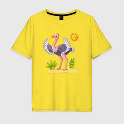 Футболка оверсайз мужская Солнечный страус, цвет: желтый