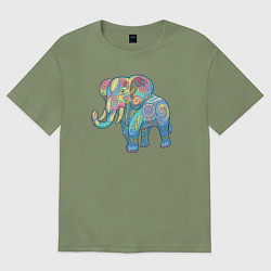 Футболка оверсайз мужская Beautiful elephant, цвет: авокадо
