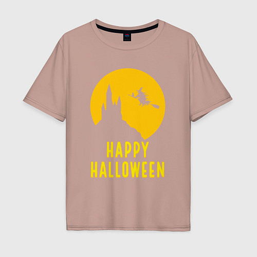 Мужская футболка оверсайз Halloween witch / Пыльно-розовый – фото 1