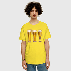 Футболка оверсайз мужская Glasses of beer, цвет: желтый — фото 2