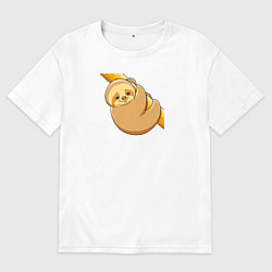 Мужская футболка оверсайз Ленивец висит на ветке