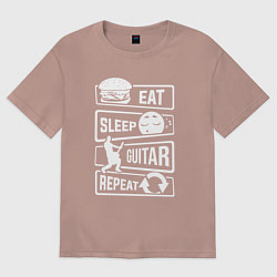 Футболка оверсайз мужская Eat sleep guitar, цвет: пыльно-розовый