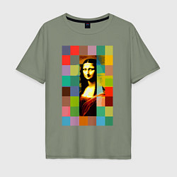 Мужская футболка оверсайз Мона Лиза - поп-арт - нейросеть