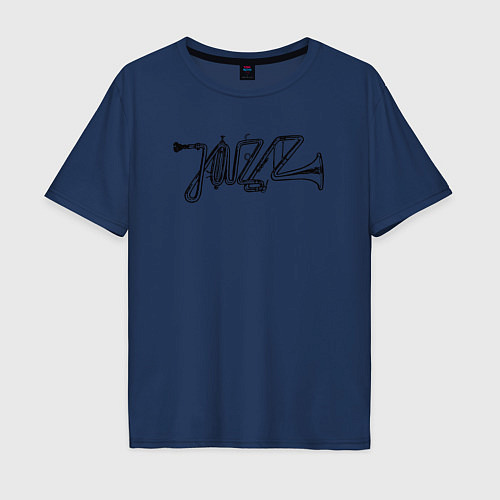Мужская футболка оверсайз Jazz style / Тёмно-синий – фото 1