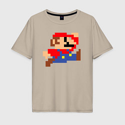 Футболка оверсайз мужская Пиксельный Марио, цвет: миндальный