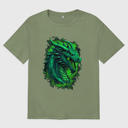 Футболка оверсайз мужская Дракон 2024 зеленый, цвет: авокадо