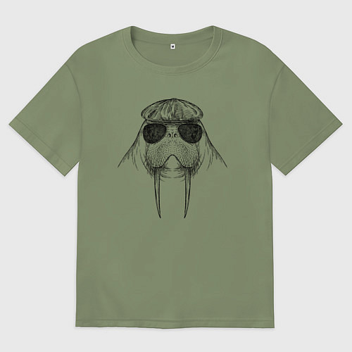 Мужская футболка оверсайз Морж модный / Авокадо – фото 1