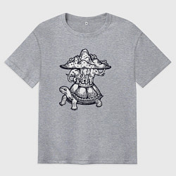 Мужская футболка оверсайз Слоны на черепахе