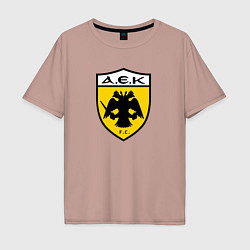 Футболка оверсайз мужская Футбольный клуб AEK, цвет: пыльно-розовый