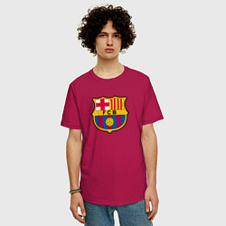 Футболка оверсайз мужская Barcelona fc sport, цвет: маджента — фото 2