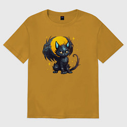 Футболка оверсайз мужская Cat dragon, цвет: горчичный
