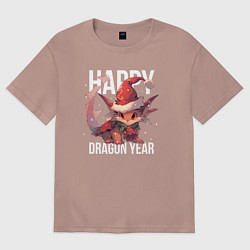 Футболка оверсайз мужская Happy Dragon year, цвет: пыльно-розовый