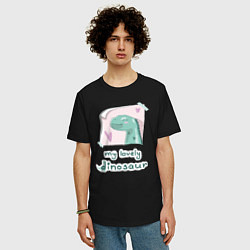 Футболка оверсайз мужская Мой любимый динозавр, цвет: черный — фото 2