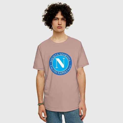 Мужская футболка оверсайз Napoli fc sport / Пыльно-розовый – фото 3