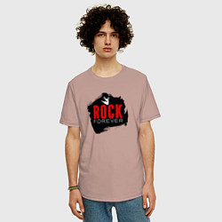 Футболка оверсайз мужская Rock forever, цвет: пыльно-розовый — фото 2