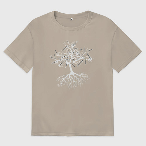 Мужская футболка оверсайз Rock tree / Миндальный – фото 1