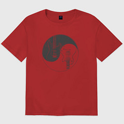 Футболка оверсайз мужская Гитары инь ян, цвет: красный