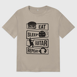 Мужская футболка оверсайз Eat sleep guitar repeat