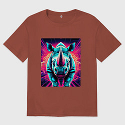 Мужская футболка оверсайз Кибер носорог