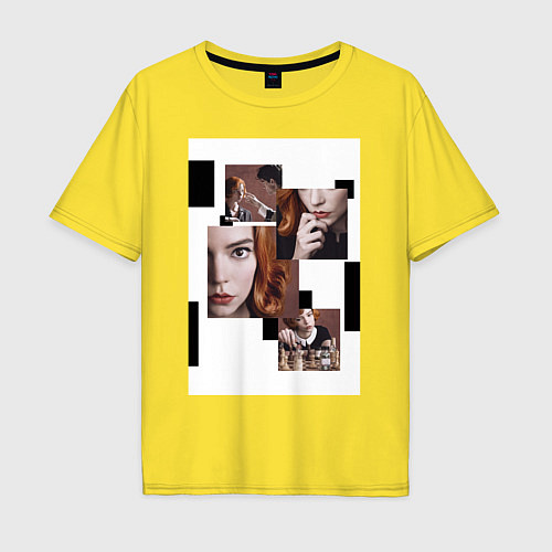 Мужская футболка оверсайз Ход королевы винтаж / Желтый – фото 1