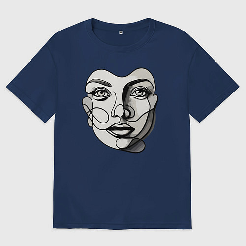 Мужская футболка оверсайз Лицо девушки / Тёмно-синий – фото 1