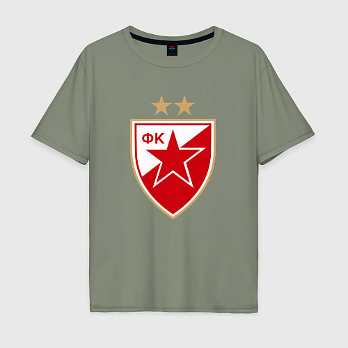 Мужская футболка оверсайз Црвена звезда сербия / Авокадо – фото 1
