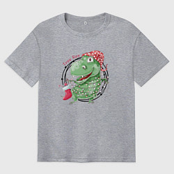 Мужская футболка оверсайз Новогодний тирекс