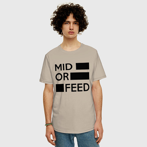 Мужская футболка оверсайз Mid or feed / Миндальный – фото 3
