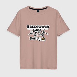 Мужская футболка оверсайз Halloween party паук с паутиной хэллоуин