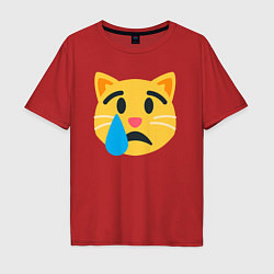 Мужская футболка оверсайз Жёлтый котик грустит