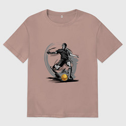 Футболка оверсайз мужская Золотой мяч футболиста, цвет: пыльно-розовый