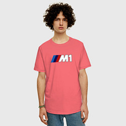 Футболка оверсайз мужская Bmw das auto, цвет: коралловый — фото 2