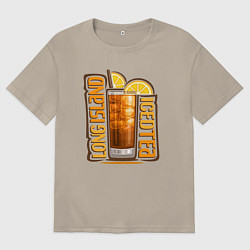 Футболка оверсайз мужская Лонг айленд, цвет: миндальный