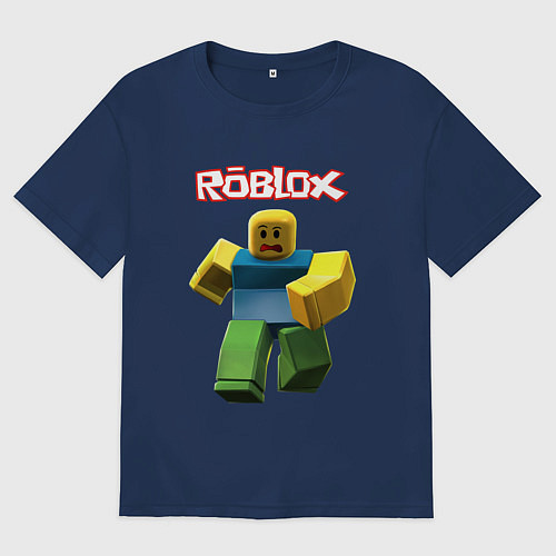 Мужская футболка оверсайз Roblox бегущий персонаж / Тёмно-синий – фото 1