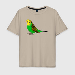 Футболка оверсайз мужская Красивый попугайчик, цвет: миндальный