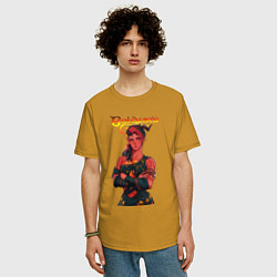 Футболка оверсайз мужская Карлах - врата балдура, цвет: горчичный — фото 2