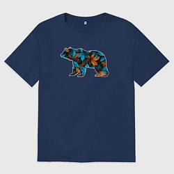 Футболка оверсайз мужская Медведь в траве, цвет: тёмно-синий
