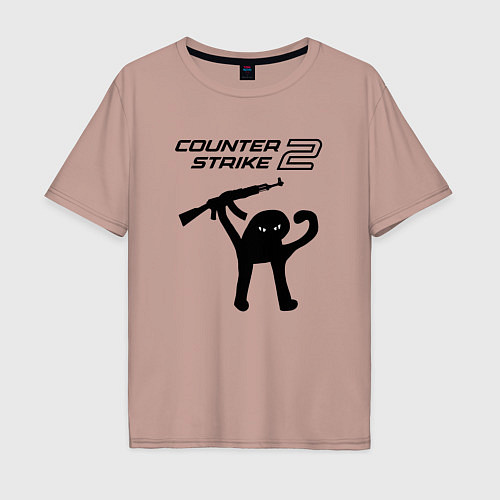 Мужская футболка оверсайз Counter strike 2 мем / Пыльно-розовый – фото 1