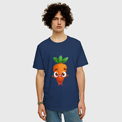 Футболка оверсайз мужская Морковка кавайная, цвет: тёмно-синий — фото 2