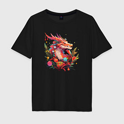Мужская футболка оверсайз Christmas angry dragon