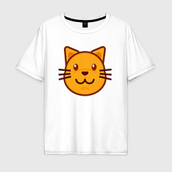 Мужская футболка оверсайз Оранжевый котик счастлив