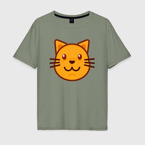 Мужская футболка оверсайз Оранжевый котик счастлив / Авокадо – фото 1