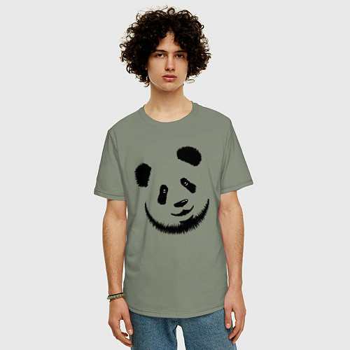 Мужская футболка оверсайз Голова милой панды / Авокадо – фото 3