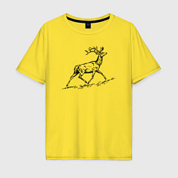 Футболка оверсайз мужская Олень бежит на гору, цвет: желтый