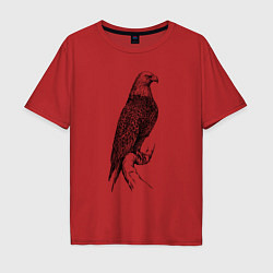 Футболка оверсайз мужская Орёл на бревне, цвет: красный